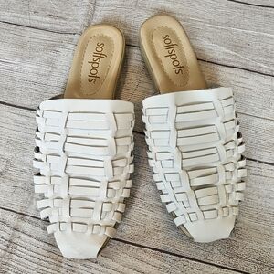 Softspots Size 9 White Leather Huarache Woven Slip On Shoe Boho style